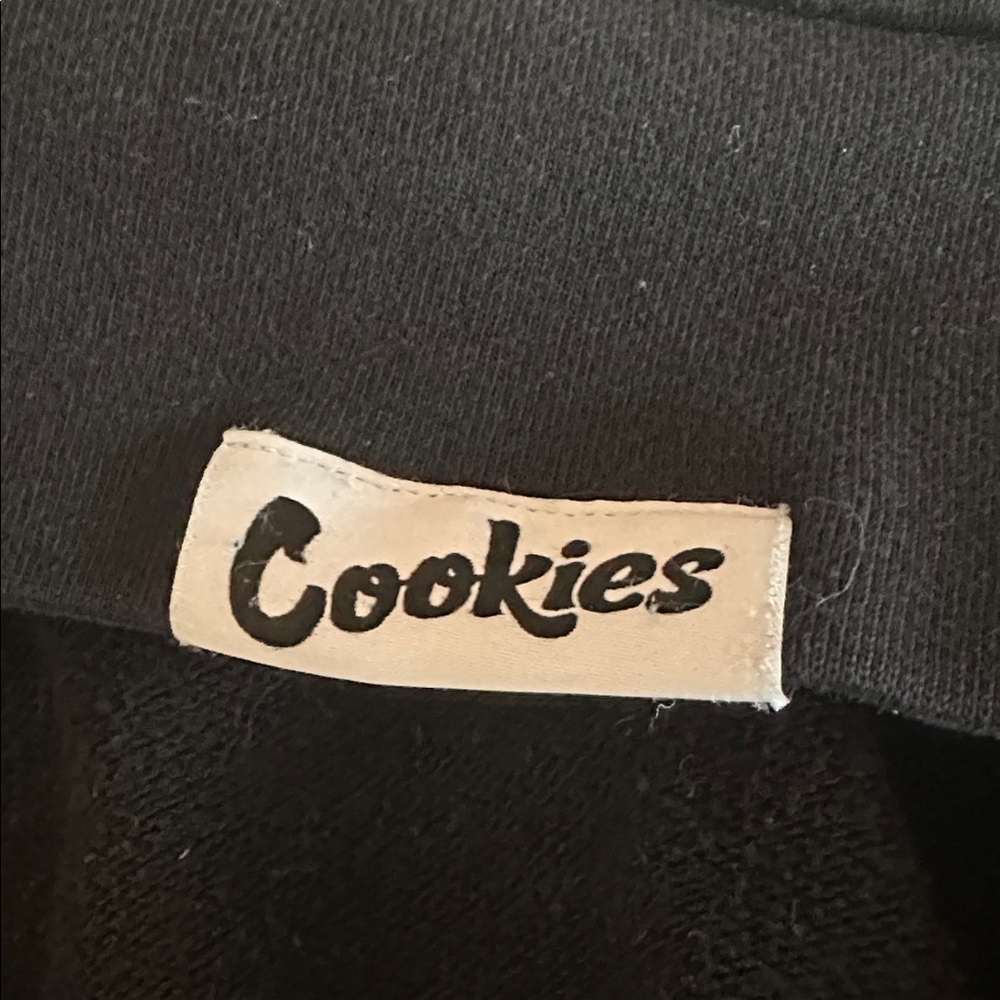 Cookies black original chenille appliqué zip front pockets M sweatshirt hoodie - Picture 11 of 16